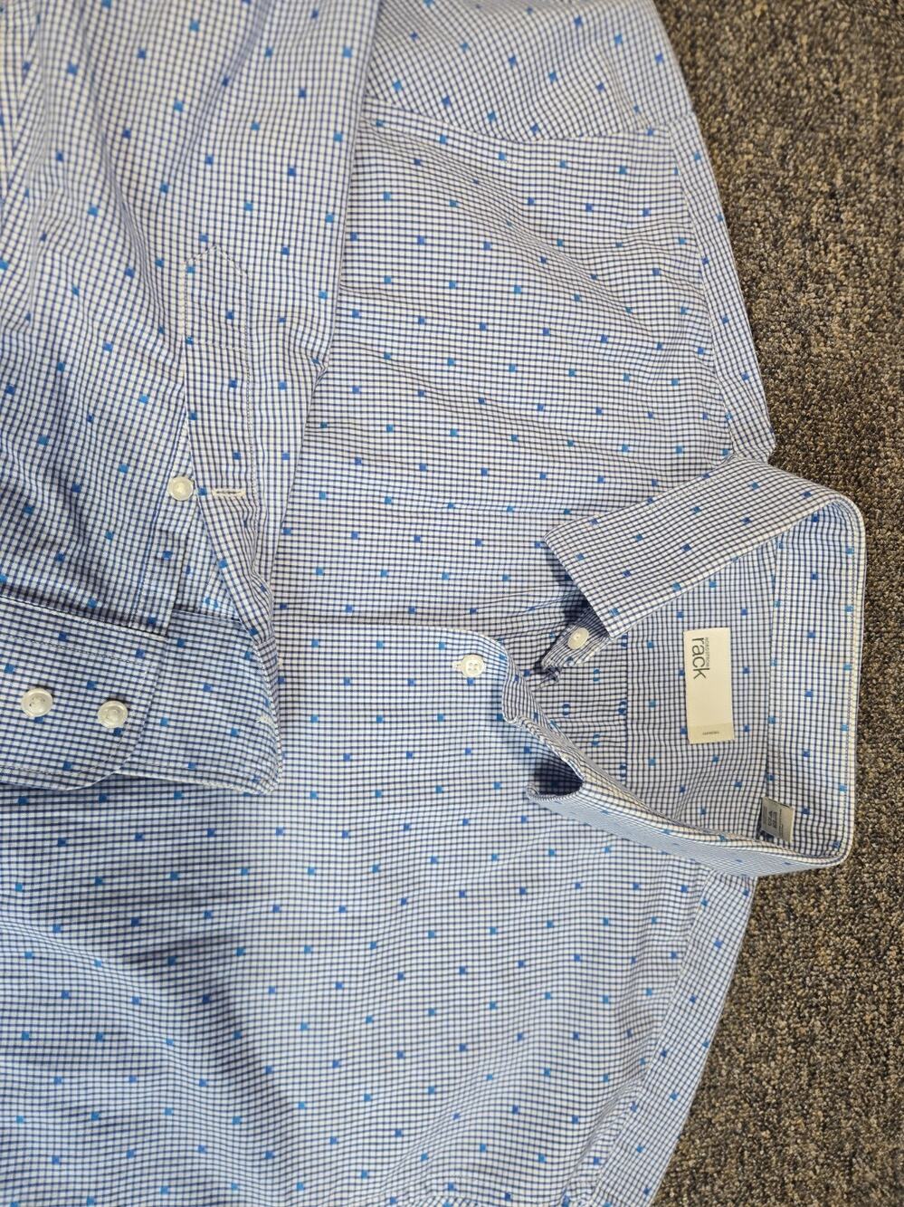 Nordstrom Rack Mens Trim Fit Button Up Shirt 17 34/35 Blue